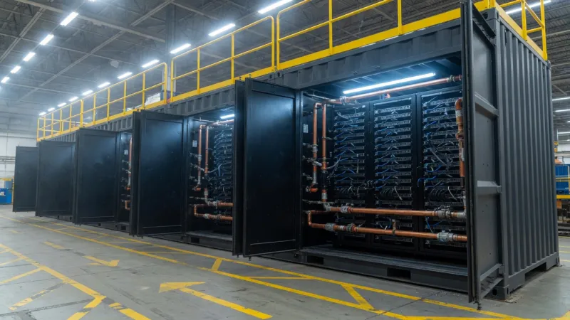 Factory commissioning of a modular Liquid Cooling envelope before shipment